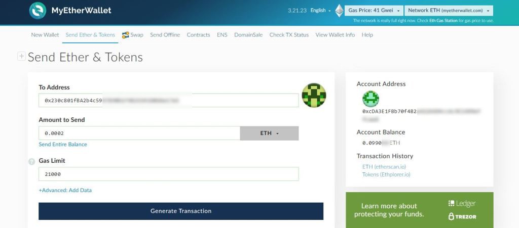 Generate Ether Transaction